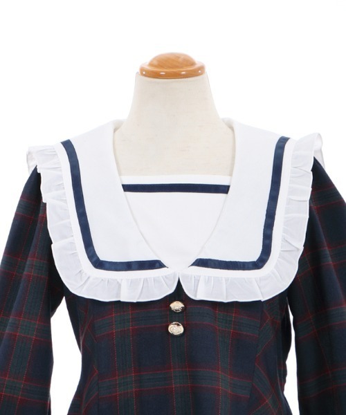 axes femme（アクシーズファム）の「刺繍襟チェック柄セーラーＯＰ（ワンピース・キッズ・ベージュ/ネイビー・MEDIUM/LARGE/X-LARGE/XX-LARGE/SMALL）」の19枚目の写真