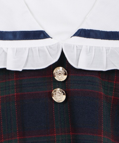 axes femme（アクシーズファム）の「刺繍襟チェック柄セーラーＯＰ（ワンピース・キッズ・ベージュ/ネイビー・MEDIUM/LARGE/X-LARGE/XX-LARGE/SMALL）」の22枚目の写真