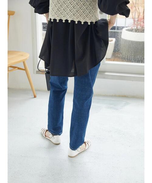 AMERICAN HOLIC（アメリカンホリック）の「テーパードダメージデニム（デニムパンツ・レディース・インディゴブルー・XS/S/L/M/LL）」の21枚目の写真