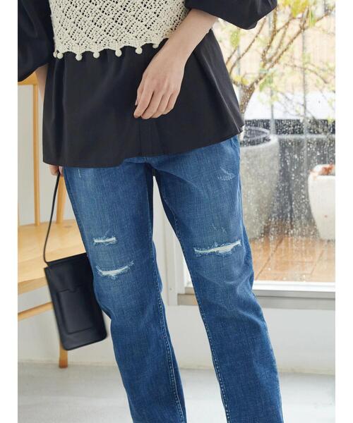 AMERICAN HOLIC（アメリカンホリック）の「テーパードダメージデニム（デニムパンツ・レディース・インディゴブルー・XS/S/L/M/LL）」の20枚目の写真