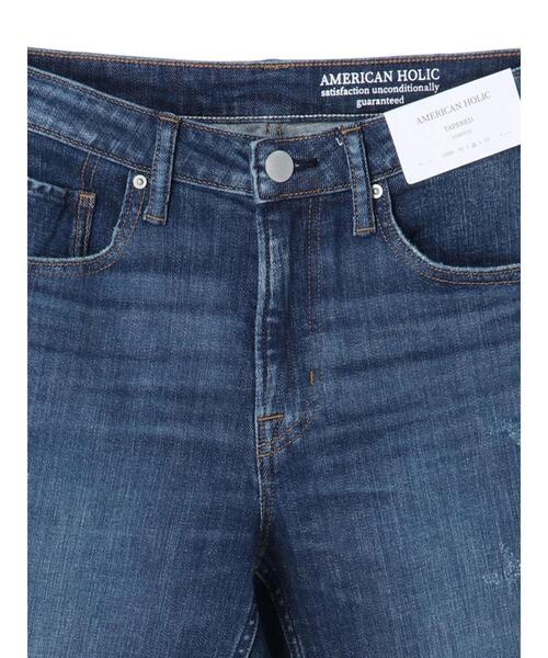 AMERICAN HOLIC（アメリカンホリック）の「テーパードダメージデニム（デニムパンツ・レディース・インディゴブルー・XS/S/L/M/LL）」の15枚目の写真