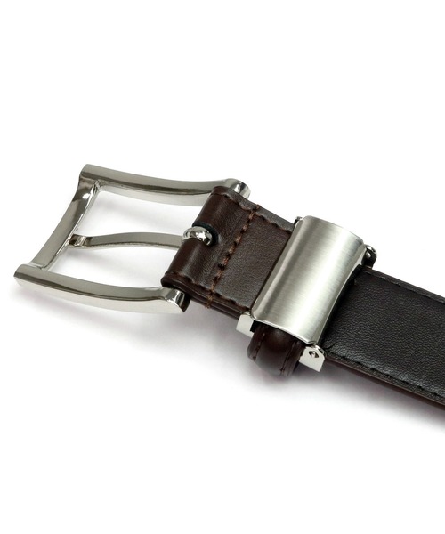 TOKYO SHIRTS(トウキョウシャツ)の「ピンバックル式 牛革 ストレッチ メンズベルト(ベルト・メンズ・ダークブラウン・110cm)」の2枚目の写真