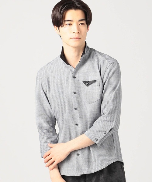 HIDEAWAYS NICOLE（ハイダウェイニコル）の「イタリアンカラーカットソーシャツ（Tシャツ/カットソー・メンズ・ネイビー/オフホワイト/ホワイト系その他/ホワイト系その他2・MEDIUM/LARGE/X-LARGE）」の3枚目の写真