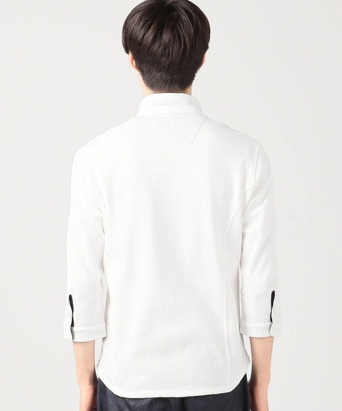 HIDEAWAYS NICOLE（ハイダウェイニコル）の「イタリアンカラーカットソーシャツ（Tシャツ/カットソー・メンズ・ネイビー/オフホワイト/ホワイト系その他/ホワイト系その他2・MEDIUM/LARGE/X-LARGE）」の5枚目の写真