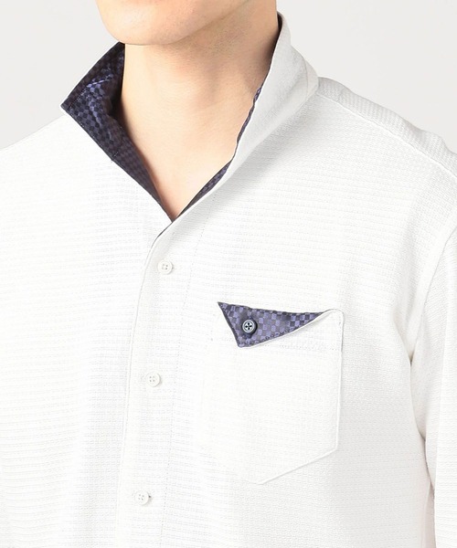 HIDEAWAYS NICOLE（ハイダウェイニコル）の「イタリアンカラーカットソーシャツ（Tシャツ/カットソー・メンズ・ネイビー/オフホワイト/ホワイト系その他/ホワイト系その他2・MEDIUM/LARGE/X-LARGE）」の7枚目の写真