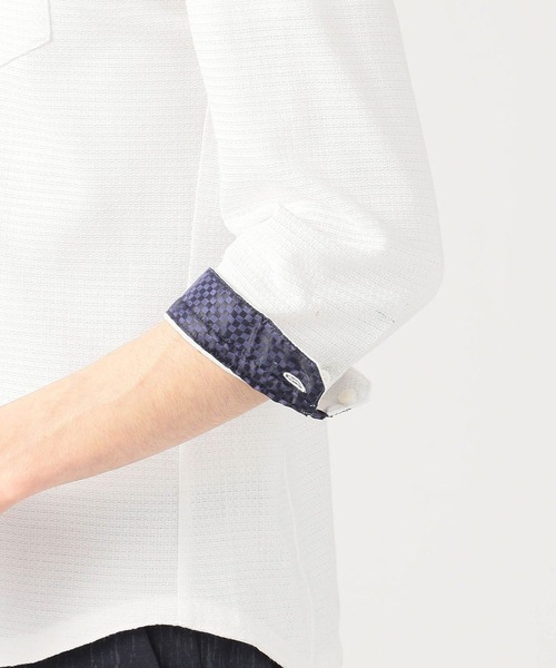 HIDEAWAYS NICOLE（ハイダウェイニコル）の「イタリアンカラーカットソーシャツ（Tシャツ/カットソー・メンズ・ネイビー/オフホワイト/ホワイト系その他/ホワイト系その他2・MEDIUM/LARGE/X-LARGE）」の9枚目の写真