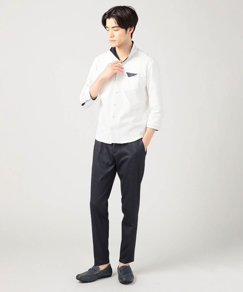 HIDEAWAYS NICOLE（ハイダウェイニコル）の「イタリアンカラーカットソーシャツ（Tシャツ/カットソー・メンズ・ネイビー/オフホワイト/ホワイト系その他/ホワイト系その他2・MEDIUM/LARGE/X-LARGE）」の19枚目の写真