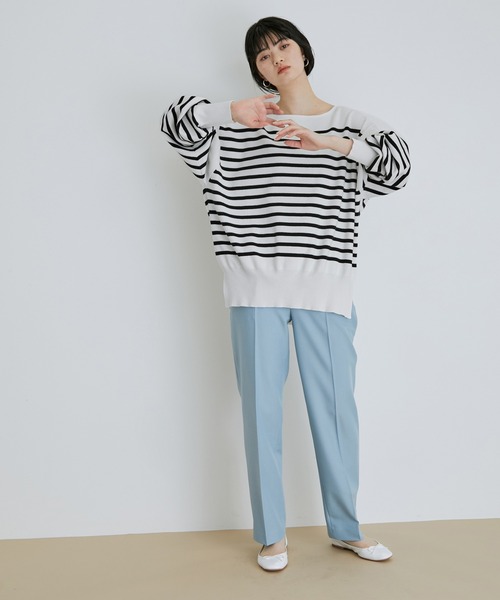ADAM ET ROPE'(アダムエロペ)の「【アウトレット店舗・WEB限定】総針ニットバスクボーダー(ニット/セーター・レディース・ブラック系その他/ブルー系その他・FREE)」の5枚目の写真