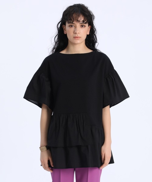 Luftrobe(ルフトローブ)の「《Luftrobe》ドッキングカットソー(Tシャツ/カットソー・レディース・ブラック/オフホワイト・9号)」の3枚目の写真