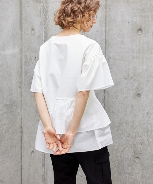 Luftrobe(ルフトローブ)の「《Luftrobe》ドッキングカットソー(Tシャツ/カットソー・レディース・ブラック/オフホワイト・9号)」の12枚目の写真