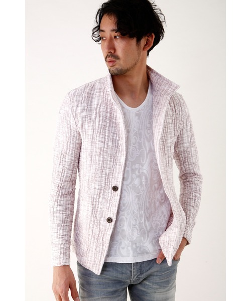 TORNADO MART（トルネードマート）の「TORNADO MART∴ライトニングクレープラッセルジャケット（テーラードジャケット・メンズ・ホワイト/サックスブルー/ピンク・MEDIUM/LARGE/LL）」の3枚目の写真