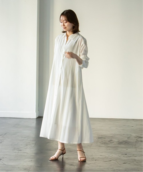 セール】ソフトフレアシャツワンピース（ワンピース）｜NOBLE