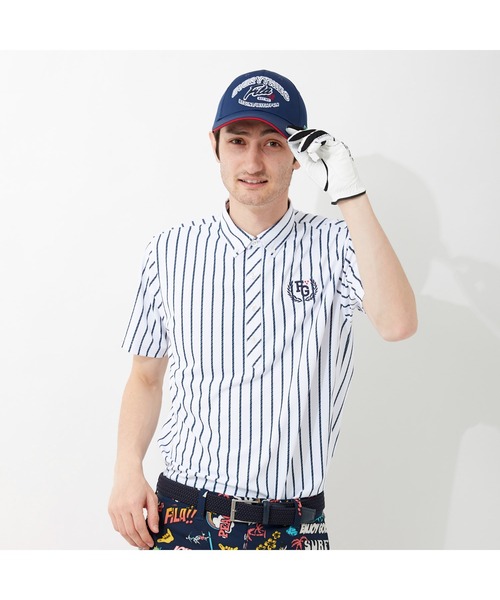 FILA GOLF(フィラゴルフ )の「FILA GOLF/フィラゴルフ ロゴ ストライプPT半袖シャツ/吸汗速乾 UVカット 接触冷感/ゴルフウェア/メンズ(シャツ/ブラウス・メンズ・ブラック/ホワイト/ブルー/ライトグレー・3L/LL/L/M)」の2枚目の写真
