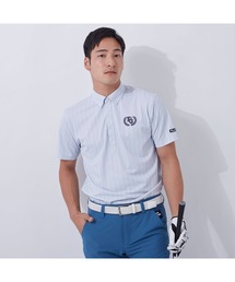 FILA GOLF/フィラゴルフ ロゴ ストライプPT半袖シャツ/吸汗速乾 UVカット 接触冷感/ゴルフウェア/メンズ