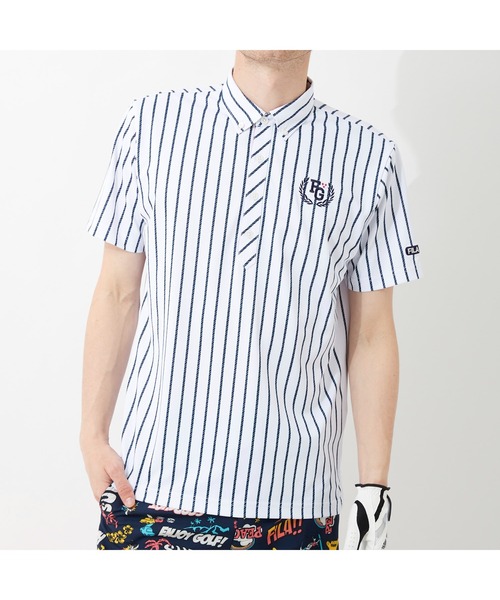 FILA GOLF(フィラゴルフ )の「FILA GOLF/フィラゴルフ ロゴ ストライプPT半袖シャツ/吸汗速乾 UVカット 接触冷感/ゴルフウェア/メンズ(シャツ/ブラウス・メンズ・ブラック/ホワイト/ブルー/ライトグレー・3L/LL/L/M)」の17枚目の写真