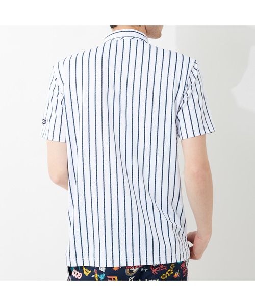 FILA GOLF(フィラゴルフ )の「FILA GOLF/フィラゴルフ ロゴ ストライプPT半袖シャツ/吸汗速乾 UVカット 接触冷感/ゴルフウェア/メンズ(シャツ/ブラウス・メンズ・ブラック/ホワイト/ブルー/ライトグレー・3L/LL/L/M)」の5枚目の写真
