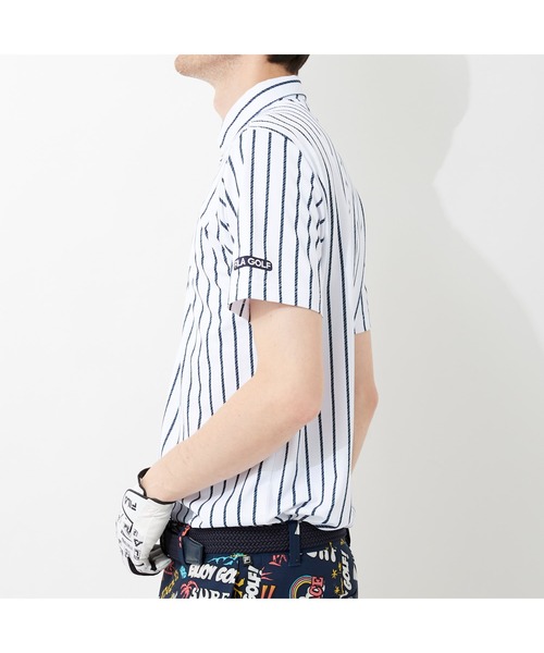 FILA GOLF(フィラゴルフ )の「FILA GOLF/フィラゴルフ ロゴ ストライプPT半袖シャツ/吸汗速乾 UVカット 接触冷感/ゴルフウェア/メンズ(シャツ/ブラウス・メンズ・ブラック/ホワイト/ブルー/ライトグレー・3L/LL/L/M)」の11枚目の写真