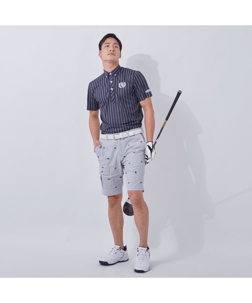 FILA GOLF(フィラゴルフ )の「FILA GOLF/フィラゴルフ ロゴ ストライプPT半袖シャツ/吸汗速乾 UVカット 接触冷感/ゴルフウェア/メンズ(シャツ/ブラウス・メンズ・ブラック/ホワイト/ブルー/ライトグレー・3L/LL/L/M)」の7枚目の写真