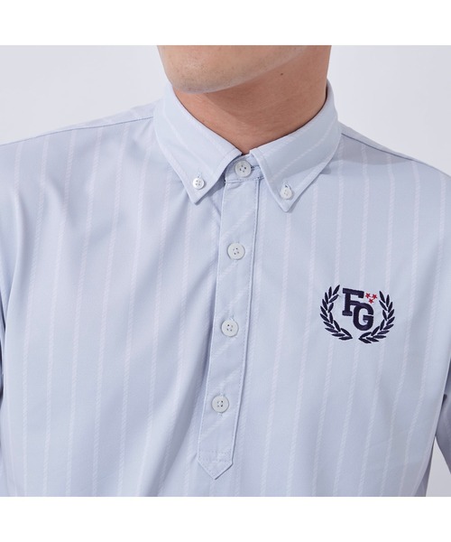 FILA GOLF(フィラゴルフ )の「FILA GOLF/フィラゴルフ ロゴ ストライプPT半袖シャツ/吸汗速乾 UVカット 接触冷感/ゴルフウェア/メンズ(シャツ/ブラウス・メンズ・ブラック/ホワイト/ブルー/ライトグレー・3L/LL/L/M)」の14枚目の写真
