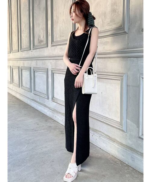 【セール】ディープスリットロングニットスカート【セットアップ着用可能】（スカート）｜RESEXXY（リゼクシー）