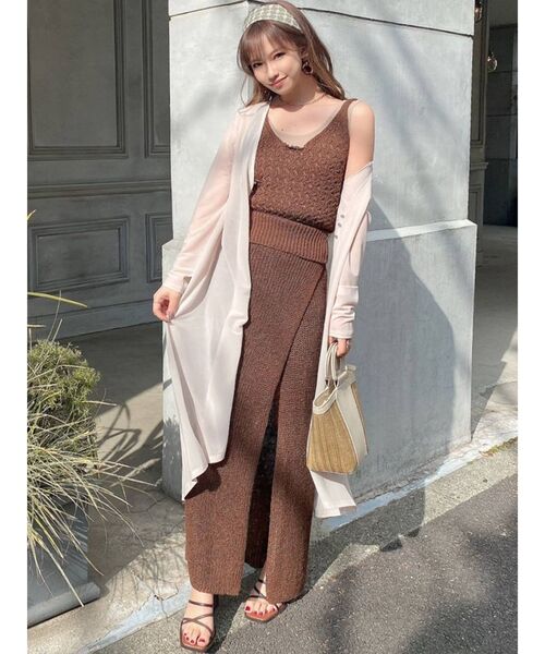 RESEXXY ロングスカート セール】ディープスリットロングニットスカート【セットアップ着用可能