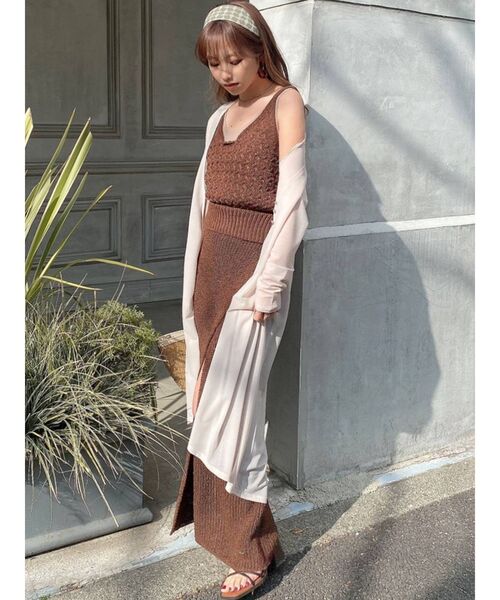 RESEXXY ロングスカート セール】ディープスリットロングニットスカート【セットアップ着用可能