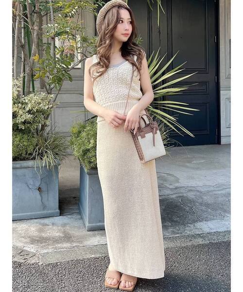 セール】ディープスリットロングニットスカート【セットアップ