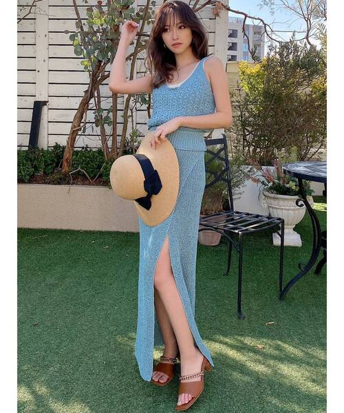 【セール】ディープスリットロングニットスカート【セットアップ着用可能】（スカート）｜RESEXXY（リゼクシー）