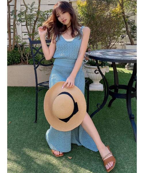 【セール】ディープスリットロングニットスカート【セットアップ着用可能】（スカート）｜RESEXXY（リゼクシー）