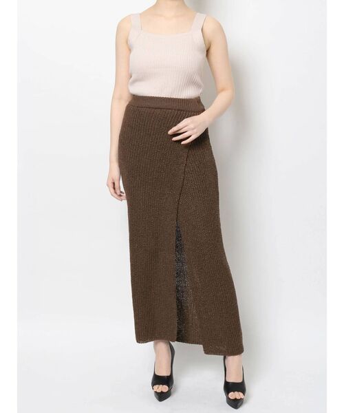 【セール】ディープスリットロングニットスカート【セットアップ着用可能】（スカート）｜RESEXXY（リゼクシー）
