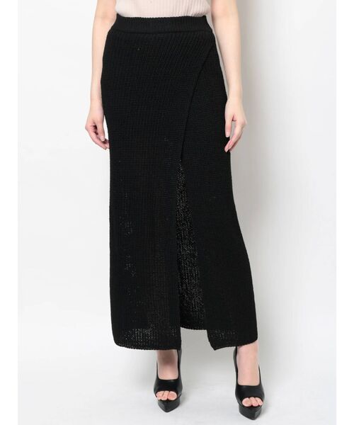 【セール】ディープスリットロングニットスカート【セットアップ着用可能】（スカート）｜RESEXXY（リゼクシー）