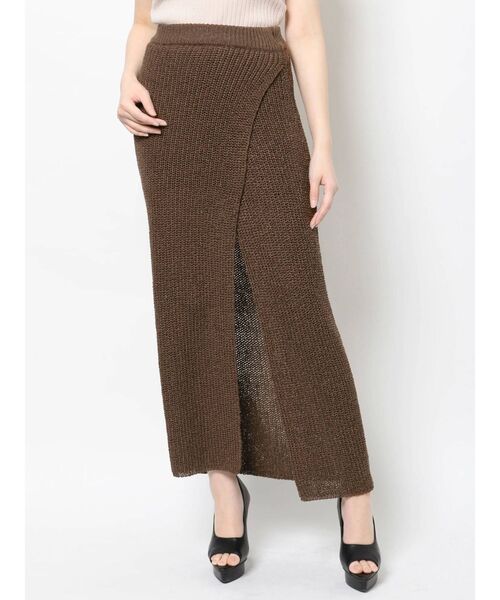 【セール】ディープスリットロングニットスカート【セットアップ着用可能】（スカート）｜RESEXXY（リゼクシー）