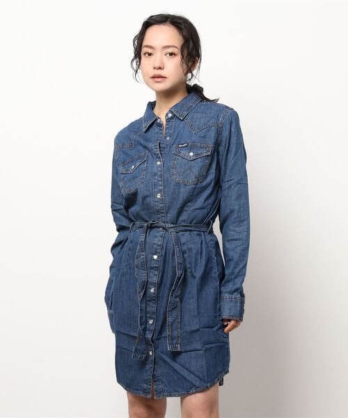 Wrangler（ラングラー）の「［Wrangler ラングラー］Women’s Western Denim Snap Dress ウエスタン デニム シャツ ワンピース（シャツワンピース・レディース・ダークインディゴブルー/ライトインディゴブルー・S/M/L）」の16枚目の写真