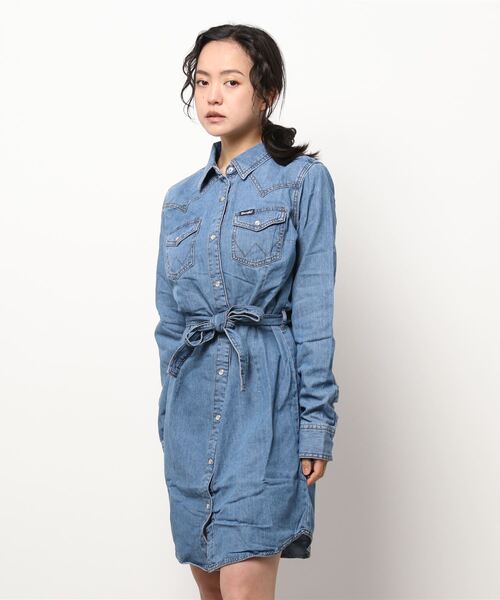 Wrangler（ラングラー）の「［Wrangler ラングラー］Women’s Western Denim Snap Dress ウエスタン デニム シャツ ワンピース（シャツワンピース・レディース・ダークインディゴブルー/ライトインディゴブルー・S/M/L）」の15枚目の写真