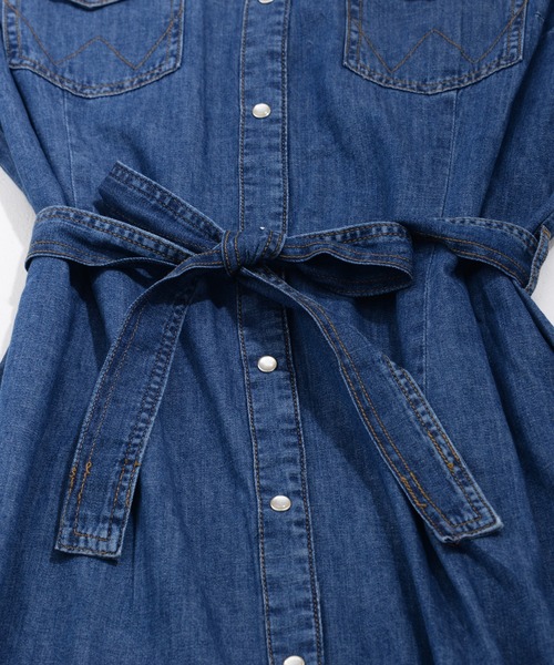 Wrangler（ラングラー）の「［Wrangler ラングラー］Women’s Western Denim Snap Dress ウエスタン デニム シャツ ワンピース（シャツワンピース・レディース・ダークインディゴブルー/ライトインディゴブルー・S/M/L）」の5枚目の写真