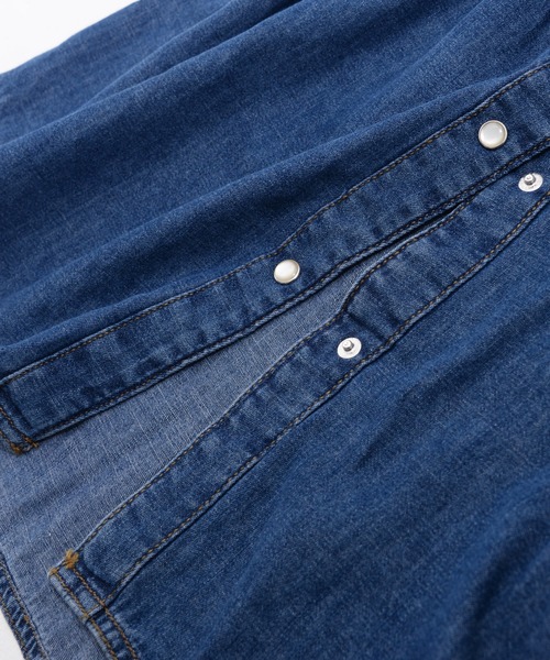 Wrangler（ラングラー）の「［Wrangler ラングラー］Women’s Western Denim Snap Dress ウエスタン デニム シャツ ワンピース（シャツワンピース・レディース・ダークインディゴブルー/ライトインディゴブルー・S/M/L）」の11枚目の写真