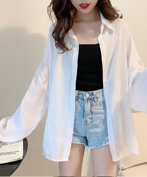 Girly Doll(ガーリードール)の「シャツ(シャツ/ブラウス・レディース・パープル/ライトグリーン/ブルー/ホワイト/ベージュ/イエロー/ピンク/オレンジ・F)」の9枚目の写真