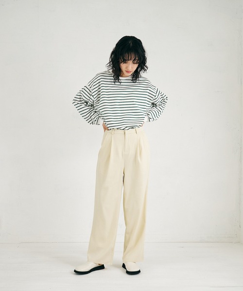 4youstory（フォーユーストーリー）の「【4youstory】天竺ボーダービッグTシャツ（Tシャツ/カットソー・レディース・ブラック/ブルー/グリーン・FREE）」の8枚目の写真