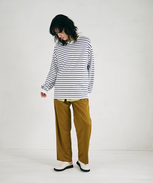 4youstory（フォーユーストーリー）の「【4youstory】天竺ボーダービッグTシャツ（Tシャツ/カットソー・レディース・ブラック/ブルー/グリーン・FREE）」の13枚目の写真