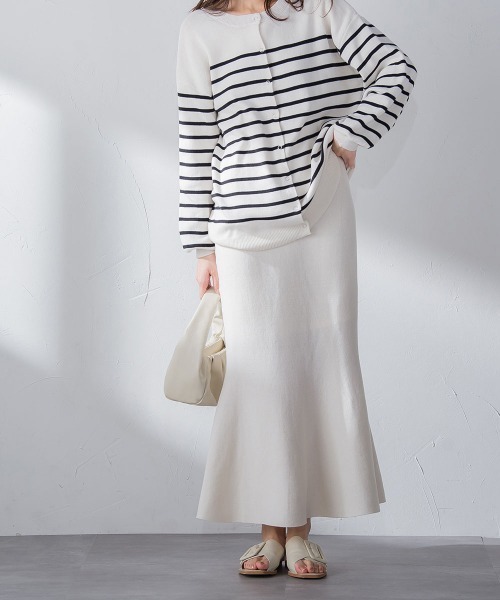 socolla(ソコラ)の「【socolla】綿タッチニットマーメイドスカート≪手洗い可能≫(スカート・レディース・ブラック/グレー/オフホワイト/グリーン・M)」の2枚目の写真