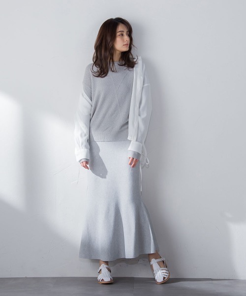 socolla(ソコラ)の「【socolla】綿タッチニットマーメイドスカート≪手洗い可能≫(スカート・レディース・ブラック/グレー/オフホワイト/グリーン・M)」の6枚目の写真