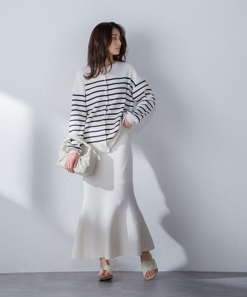 socolla(ソコラ)の「【socolla】綿タッチニットマーメイドスカート≪手洗い可能≫(スカート・レディース・ブラック/グレー/オフホワイト/グリーン・M)」の16枚目の写真