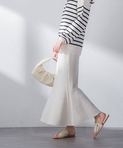 socolla(ソコラ)の「【socolla】綿タッチニットマーメイドスカート≪手洗い可能≫(スカート・レディース・ブラック/グレー/オフホワイト/グリーン・M)」の20枚目の写真