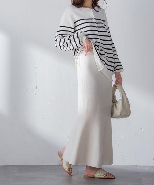 socolla(ソコラ)の「【socolla】綿タッチニットマーメイドスカート≪手洗い可能≫(スカート・レディース・ブラック/グレー/オフホワイト/グリーン・M)」の10枚目の写真