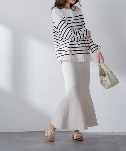 socolla(ソコラ)の「【socolla】綿タッチニットマーメイドスカート≪手洗い可能≫(スカート・レディース・ブラック/グレー/オフホワイト/グリーン・M)」の5枚目の写真