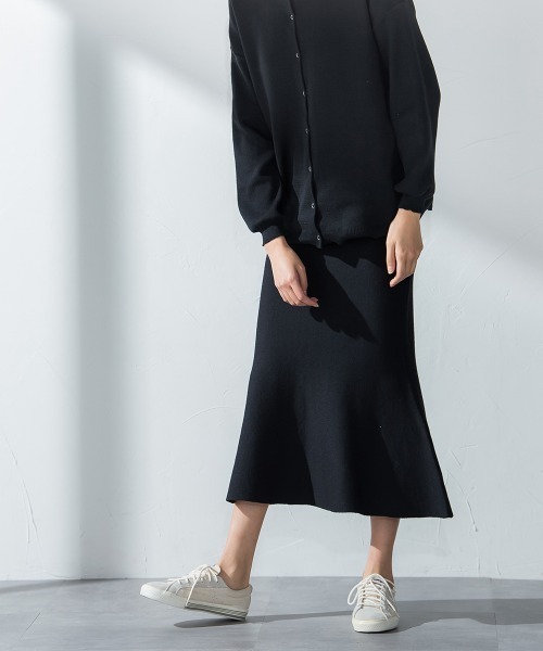 socolla(ソコラ)の「【socolla】綿タッチニットマーメイドスカート≪手洗い可能≫(スカート・レディース・ブラック/グレー/オフホワイト/グリーン・M)」の22枚目の写真