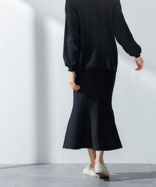 socolla(ソコラ)の「【socolla】綿タッチニットマーメイドスカート≪手洗い可能≫(スカート・レディース・ブラック/グレー/オフホワイト/グリーン・M)」の12枚目の写真