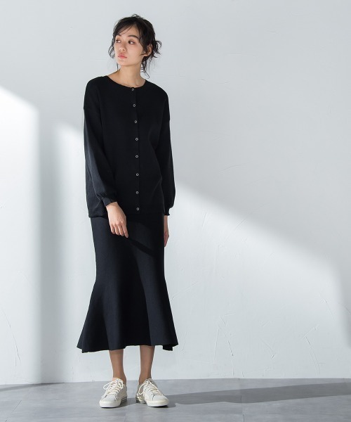 socolla(ソコラ)の「【socolla】綿タッチニットマーメイドスカート≪手洗い可能≫(スカート・レディース・ブラック/グレー/オフホワイト/グリーン・M)」の7枚目の写真