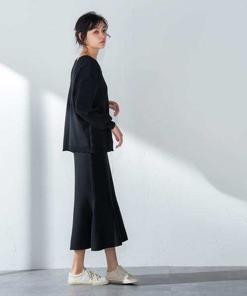 socolla(ソコラ)の「【socolla】綿タッチニットマーメイドスカート≪手洗い可能≫(スカート・レディース・ブラック/グレー/オフホワイト/グリーン・M)」の17枚目の写真