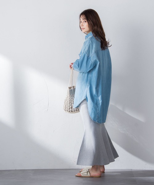 socolla(ソコラ)の「【socolla】綿タッチニットマーメイドスカート≪手洗い可能≫(スカート・レディース・ブラック/グレー/オフホワイト/グリーン・M)」の13枚目の写真